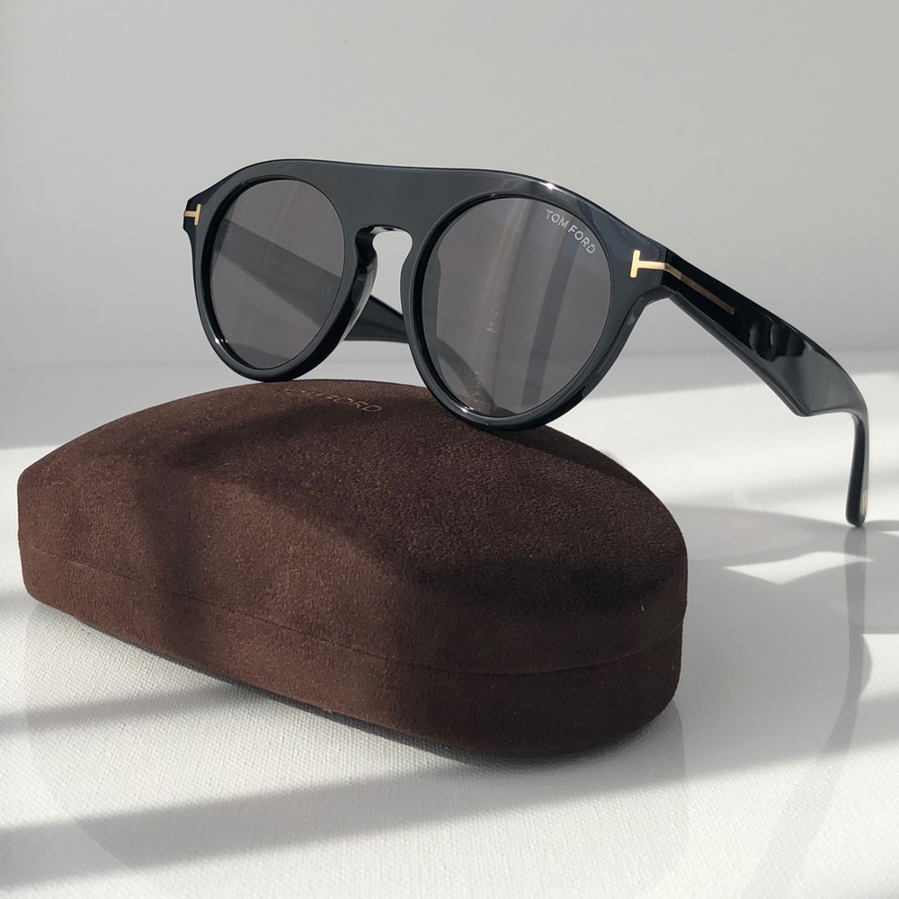 New TOM FORD Christopher-02 Black Round Sunglasses - Picture 3 of 16